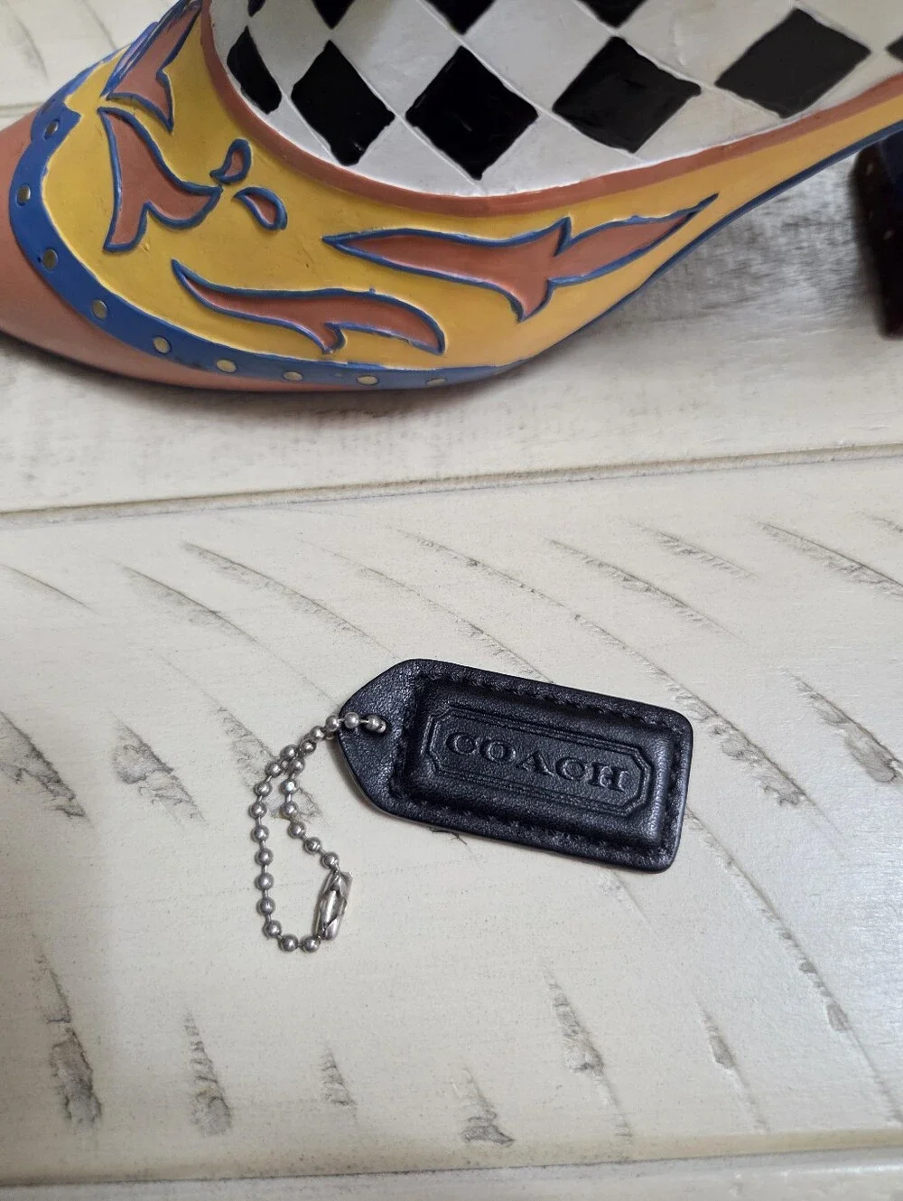 Coach Black Leather HangTag, EUC
